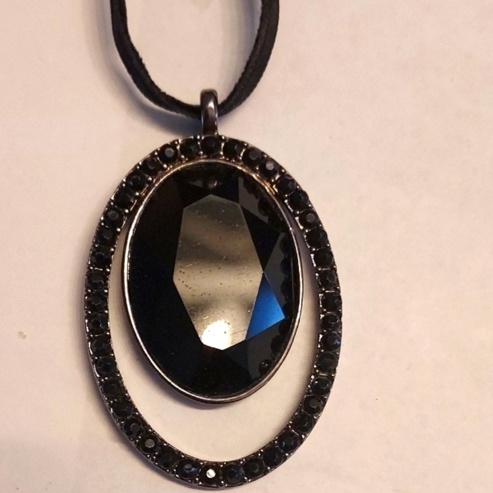 Liz & Co Silver Tone With Black Rhinestones Pendant